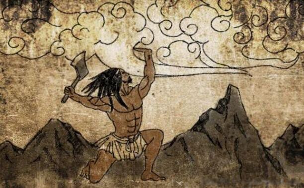 因为盘古是中国古代神话中一员猛将,持巨斧劈开洪荒,让世界逐渐形成