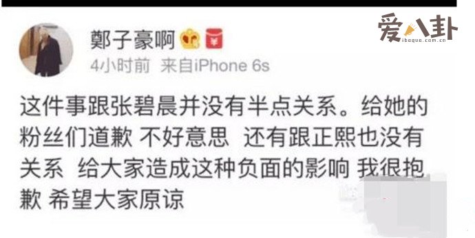 张碧晨郑子豪三部曲真相 郑子豪道歉澄清