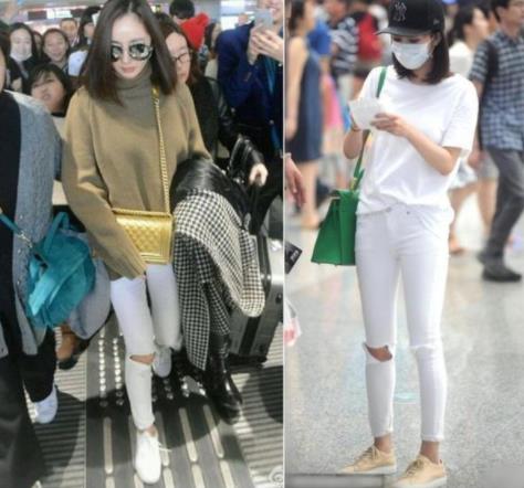 穿白色紧身裤的美女尴尬图 这样穿真的太俗了