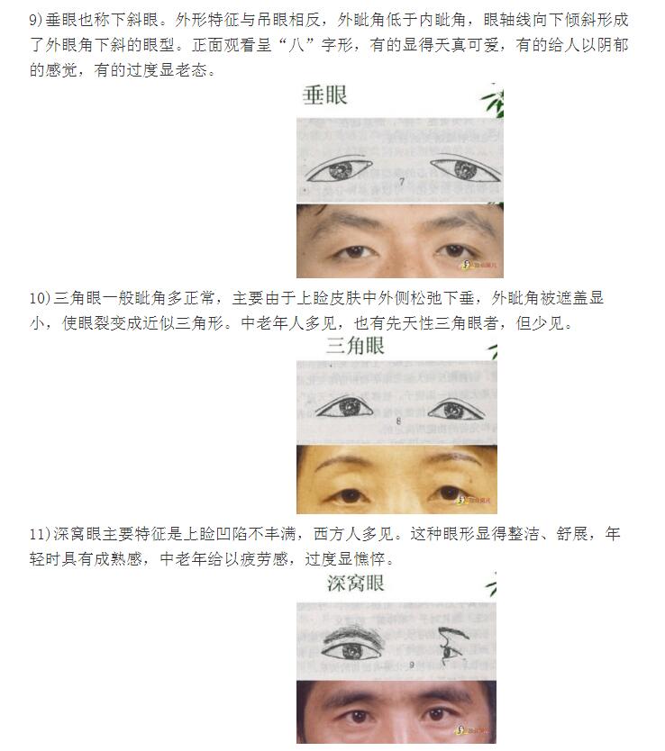 二十种眼形大全图解 下面是国人最常见的十四种眼形