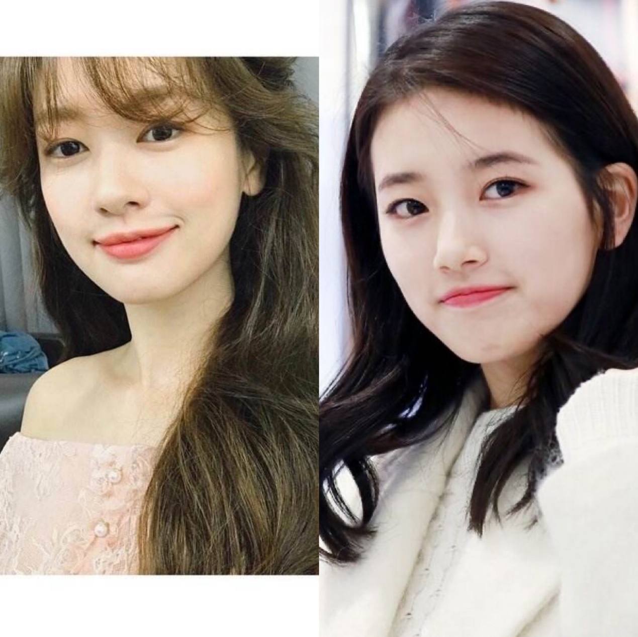 如果说区别的话,那就是郑素敏看上去成熟气多一些,但是裴秀智更女孩子