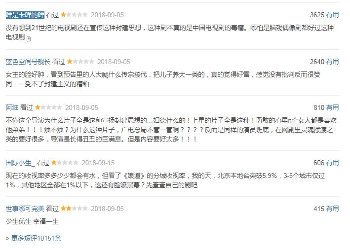 娘道评分为什么那么低 被指三观不正侮辱女性