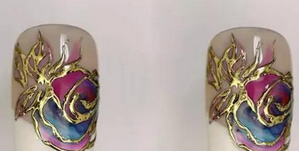 美甲彩绘图片大全简单 花卉美甲步骤