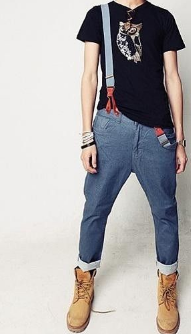 男士穿靴子配裤子图片 男士黑色靴子搭配