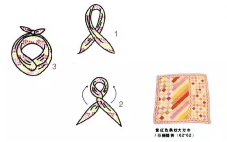 方形的丝巾系法图解 第1种丝巾的系法