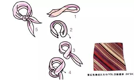 方形的丝巾系法图解 第1种丝巾的系法