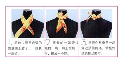 银行女士丝巾系法图解 小技巧步骤图解