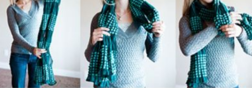 在寒冷的冬天我们都会披上围巾 长方形丝巾的围法